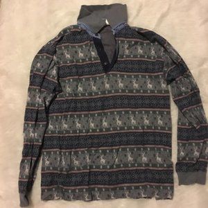 L.L. Bean Reindeer Long Sleeve Polo